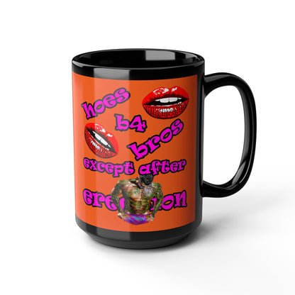 hoes b4 bros - Black Mug (orange)
