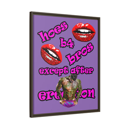 hoes b4 bros - framed canvas art (light purple)
