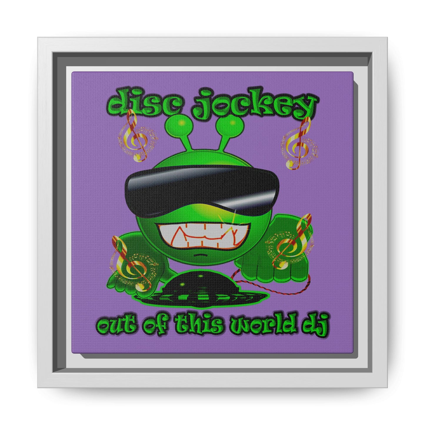 disc jockey - framed canvas art (light purple)