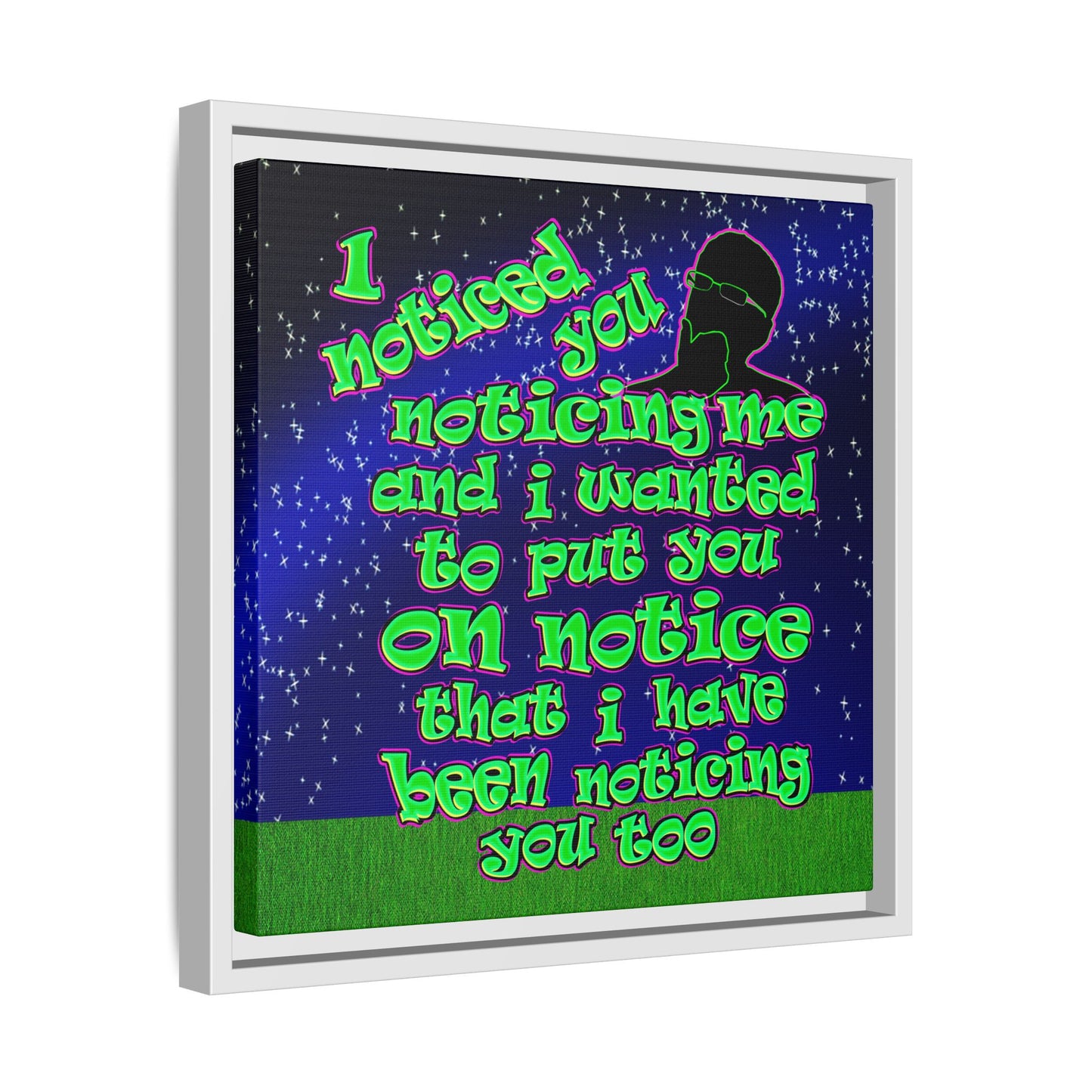 noticed you noticing - framed canvas art ('snoops' background)