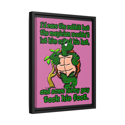 turtle race - framed canvas art (light pink)