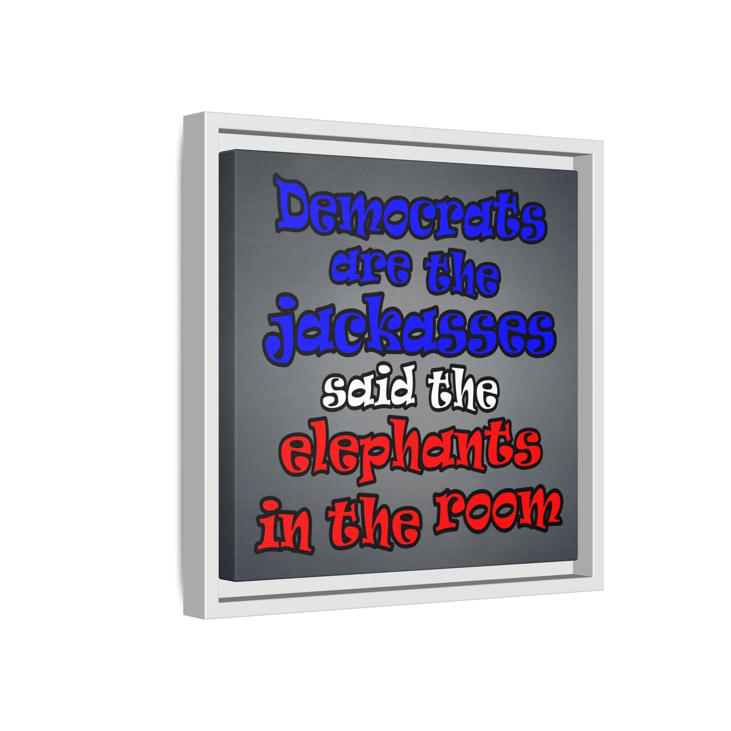 donkeys and elephants - framed canvas art (grey-light grey)