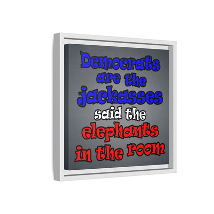 donkeys and elephants - framed canvas art (grey-light grey)