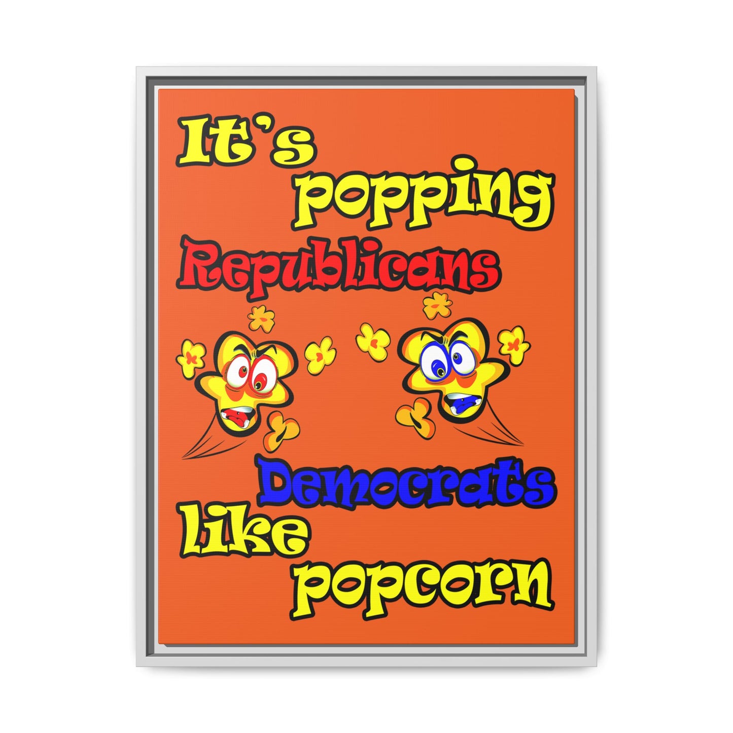 popping like popcorn - framed canvas art (orange)