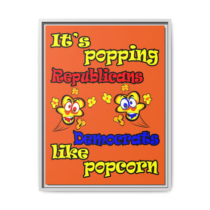 popping like popcorn - framed canvas art (orange)