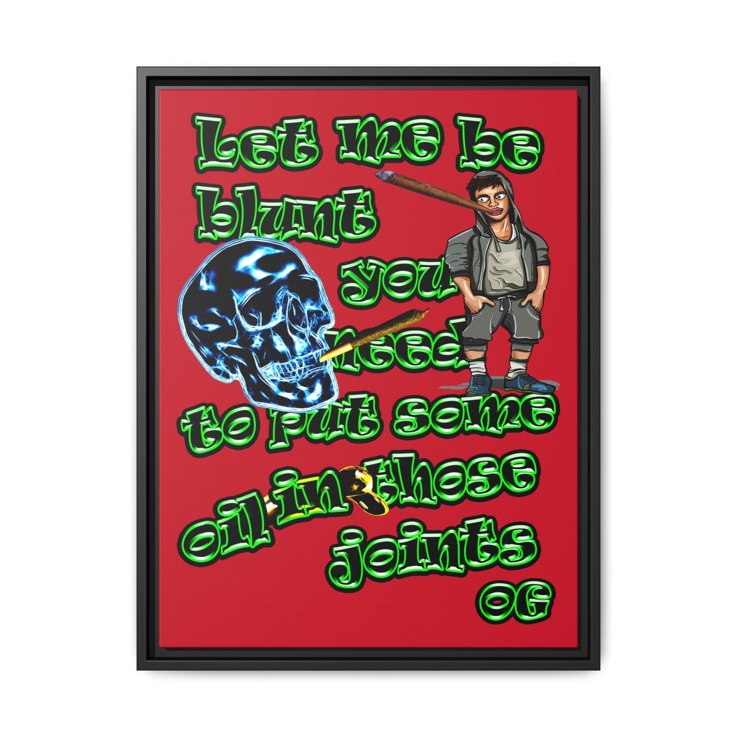 og - framed canvas art (dark red)