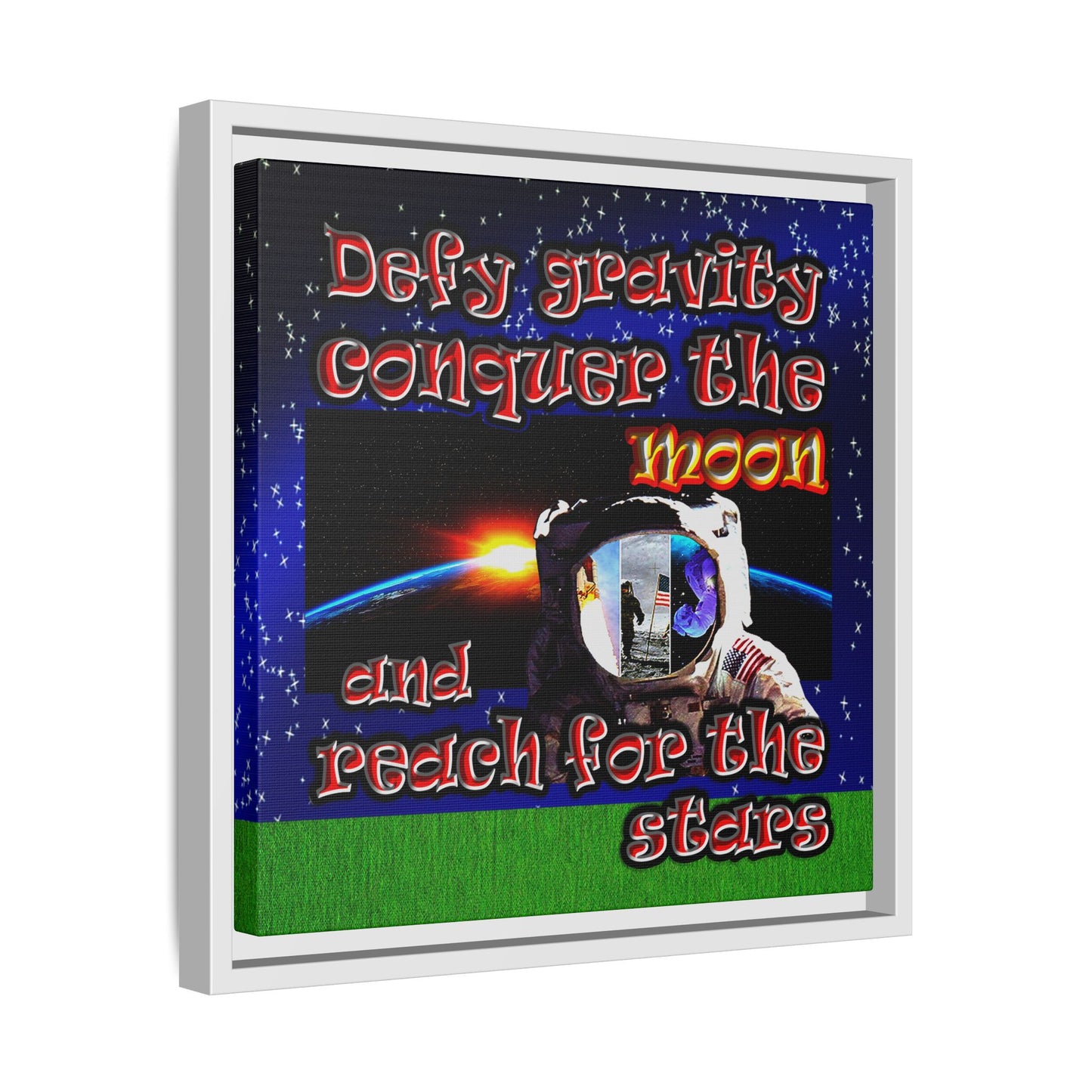 defy conquer reach - framed canvas art ('snoops' background)