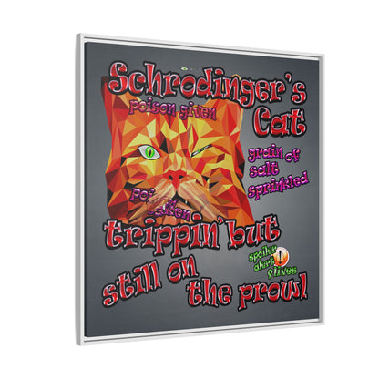 schrodinger's cat - framed canvas art (grey-light grey)