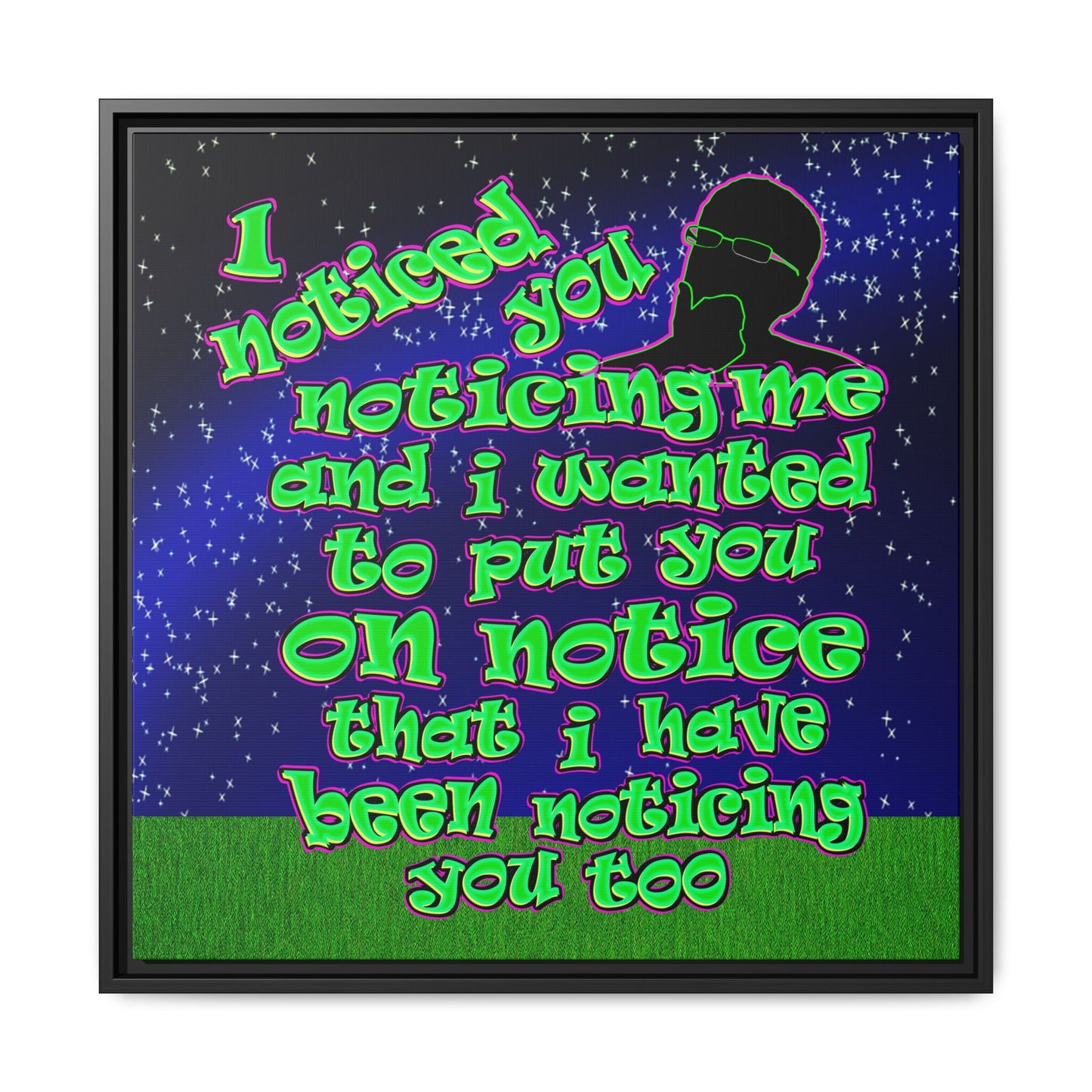 noticed you noticing - framed canvas art ('snoops' background)