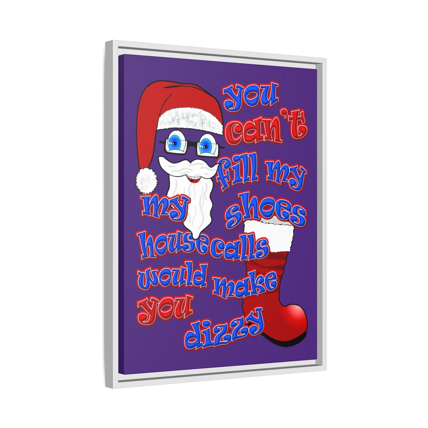 santa's shoes - framed canvas art (purple)