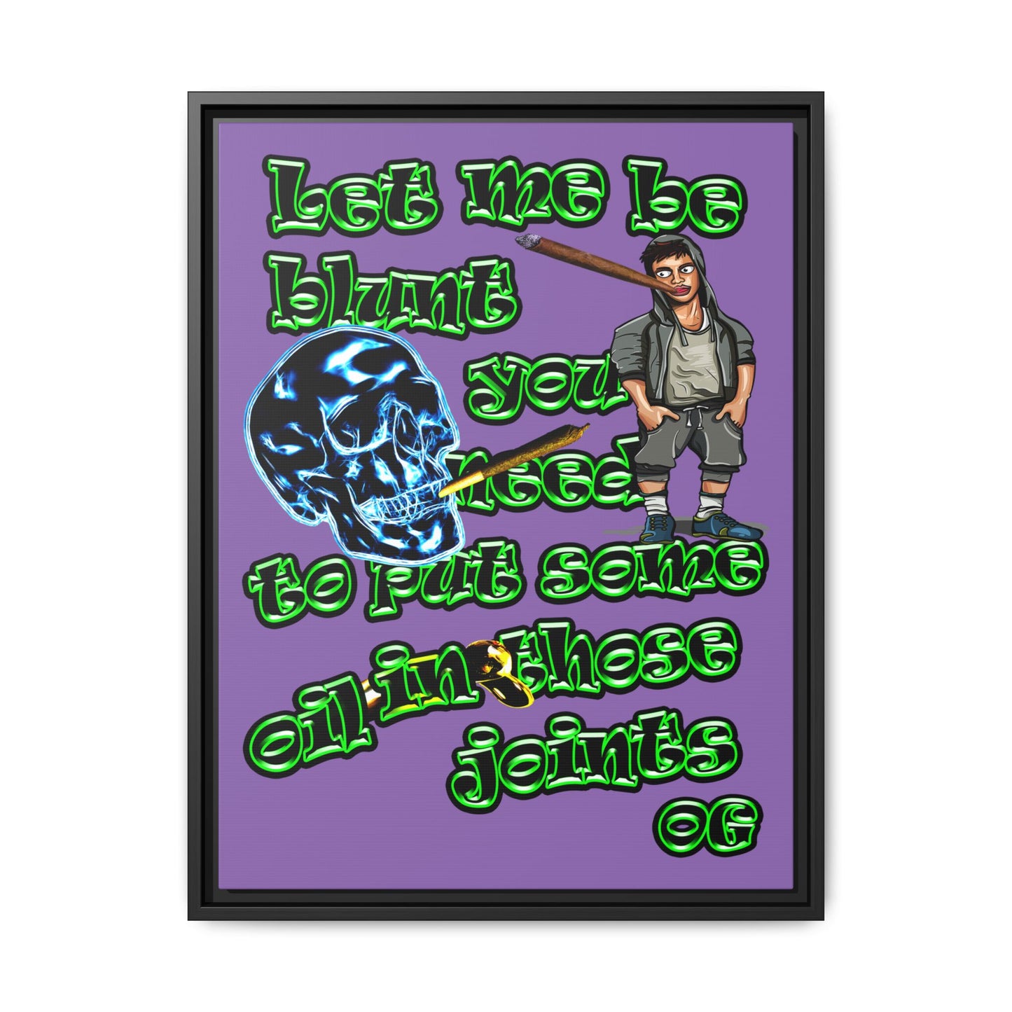 og - framed canvas art (light purple)
