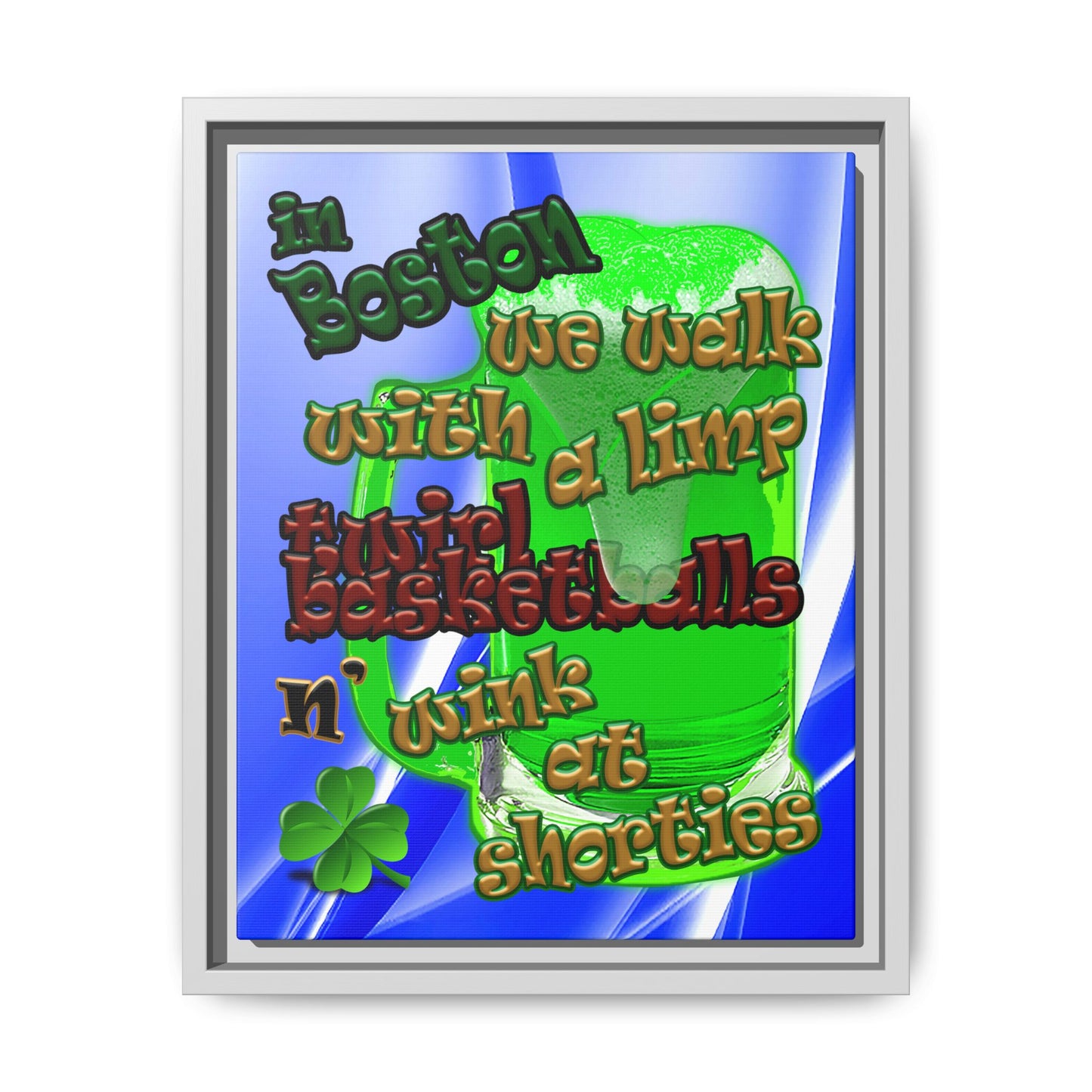 celtics logo - framed canvas art (blue-white wave)