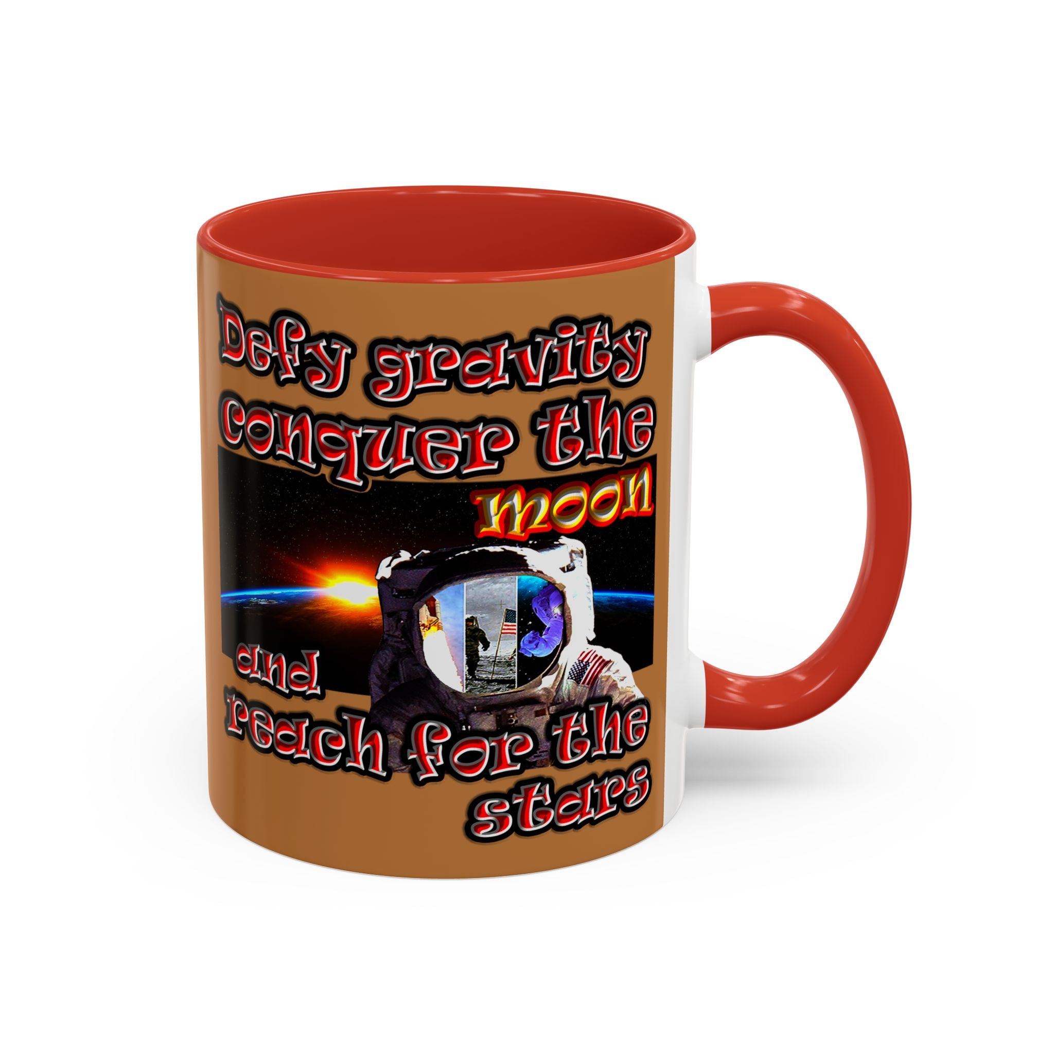 defy conquer reach - Accent Mug (light brown)