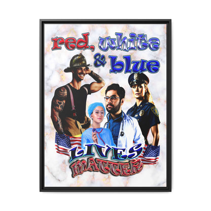 rw&b lives matter - framed canvas art (white marble)