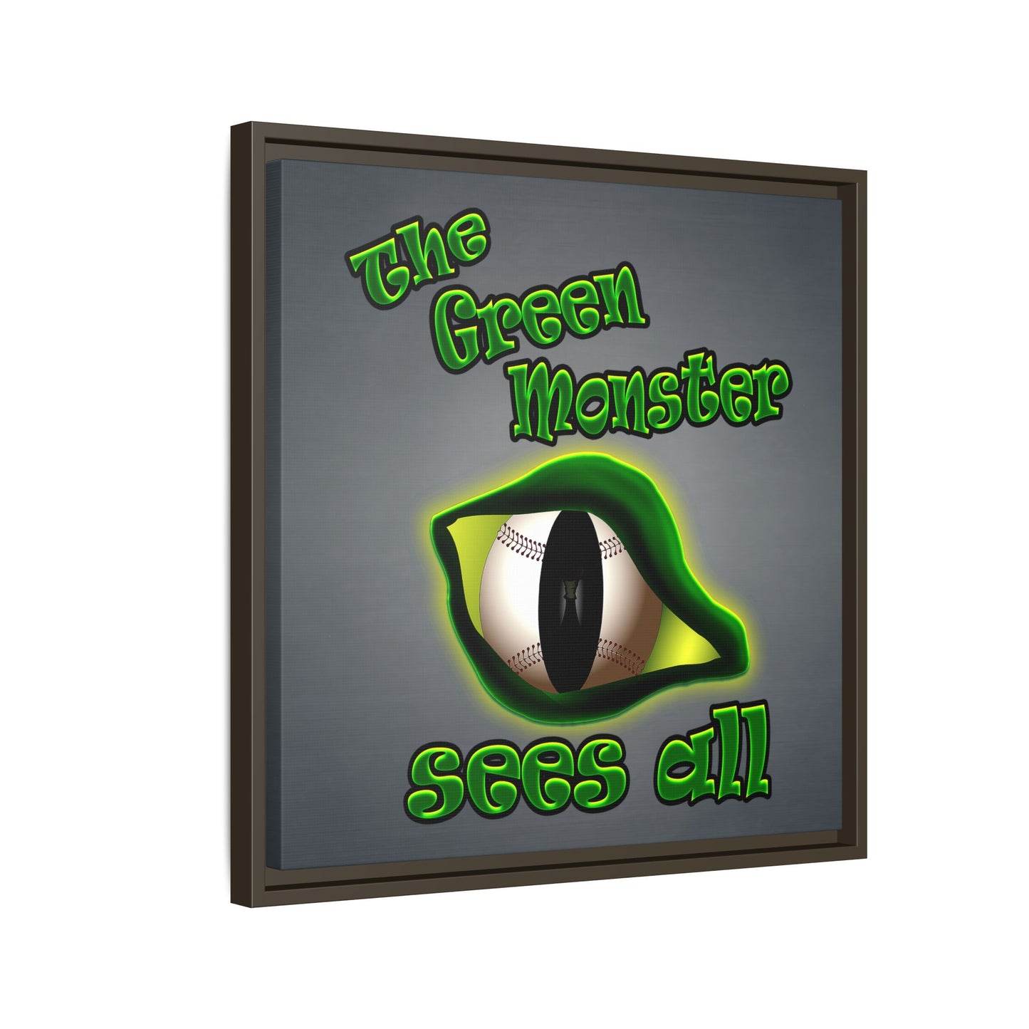 green monster - framed canvas art (grey-light grey)