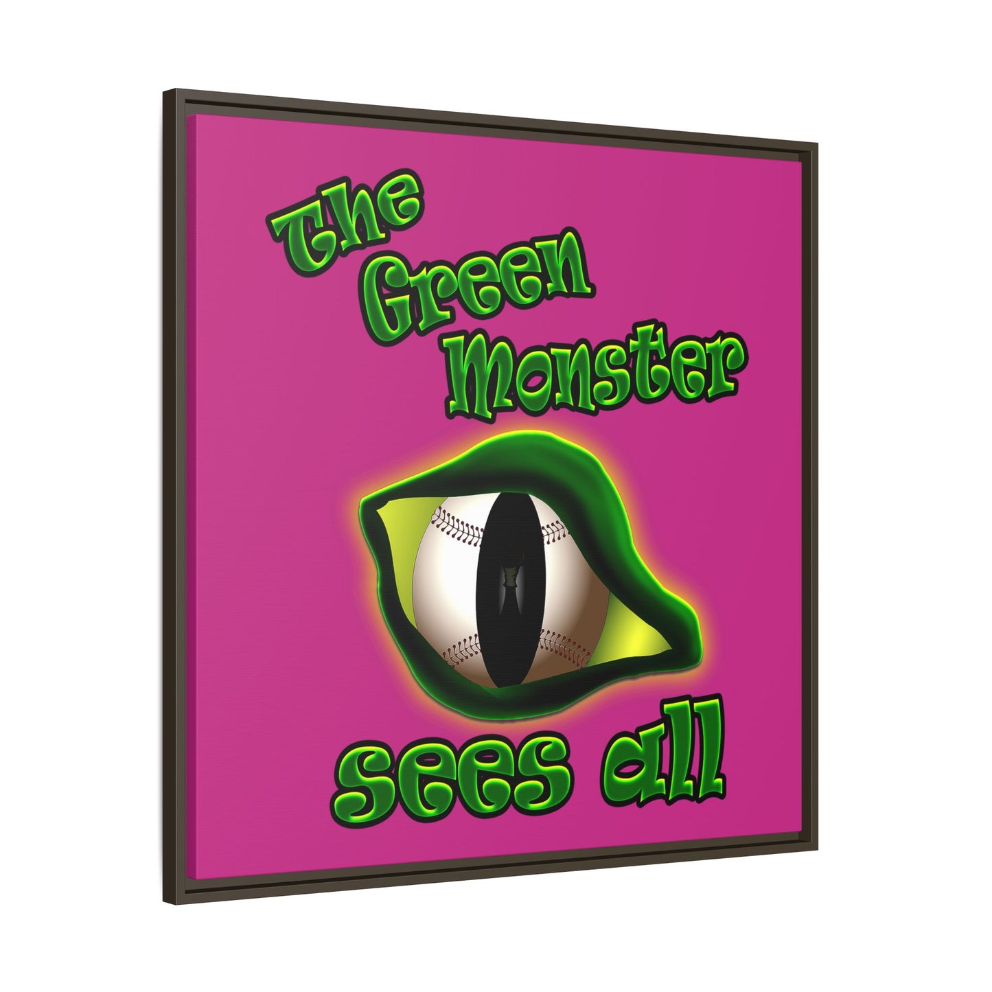 green monster - framed canvas art (pink)