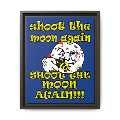 shoot the moon again - framed canvas art (dark blue)