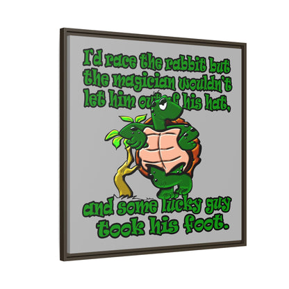 turtle race - framed canvas art (light grey)