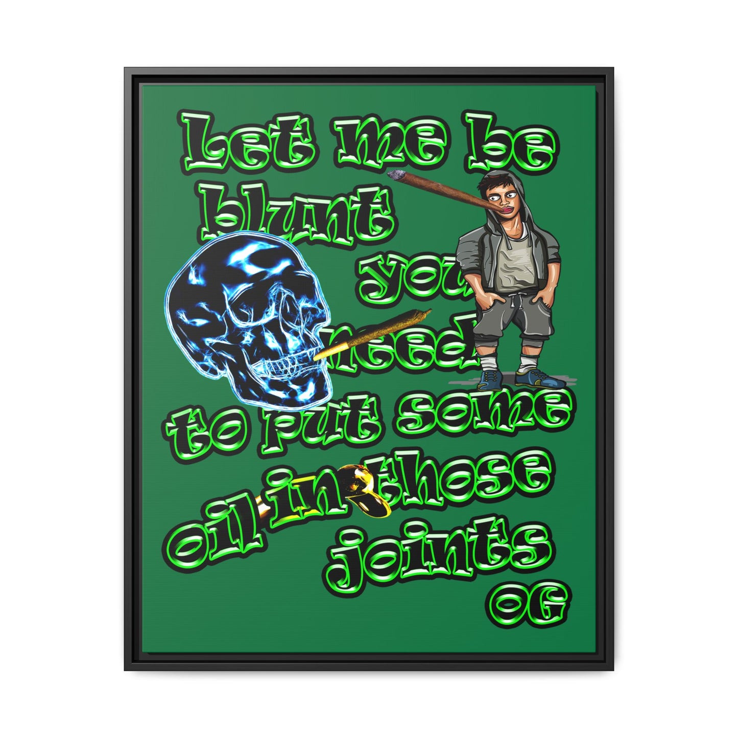 og - framed canvas art (dark green)