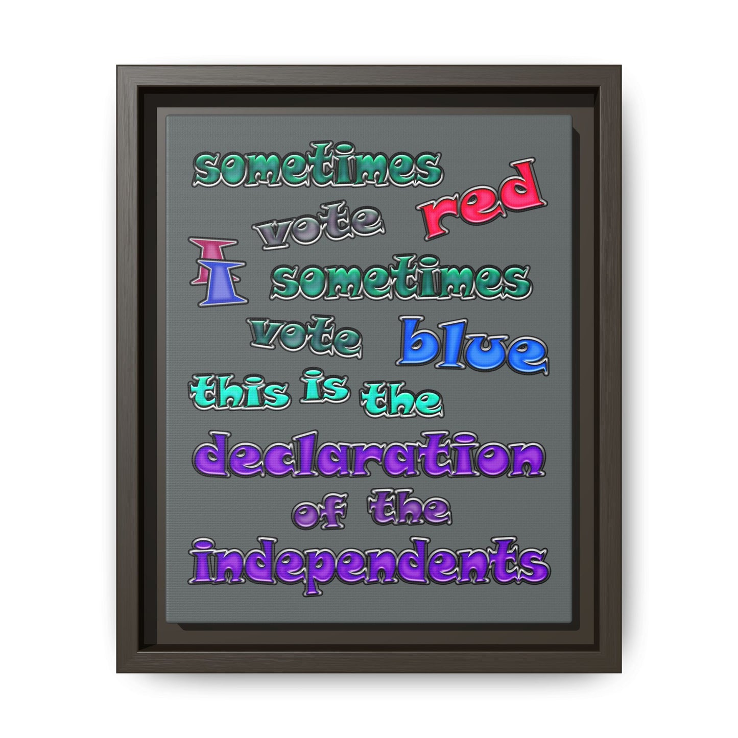 declaration of the independents - framed canvas art (dark grey)