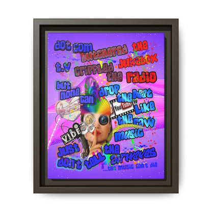 drop the beat - framed canvas art (purple-pink wave)