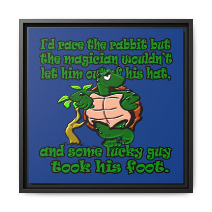 turtle race - framed canvas art (dark blue)