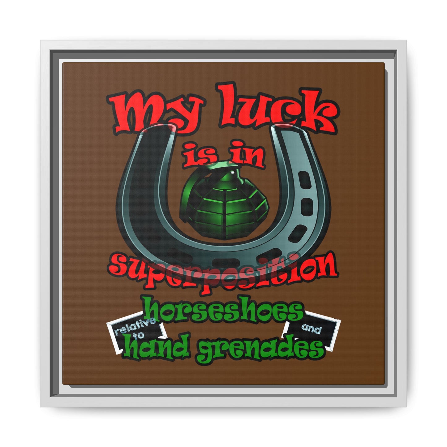 my luck - framed canvas art (brown)