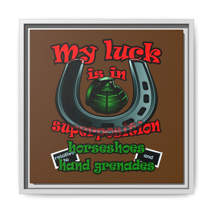 my luck - framed canvas art (brown)