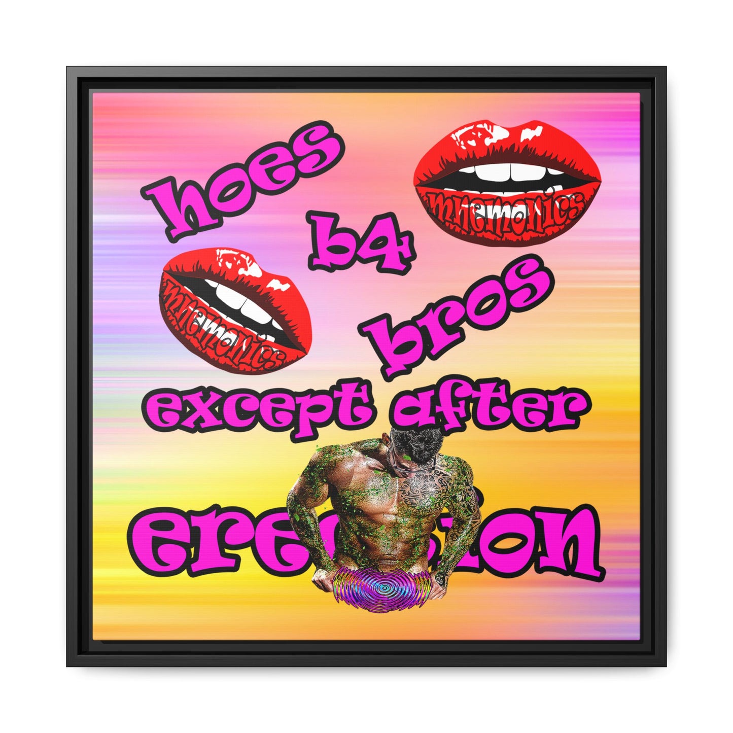 hoes b4 bros - framed canvas art (color blur)