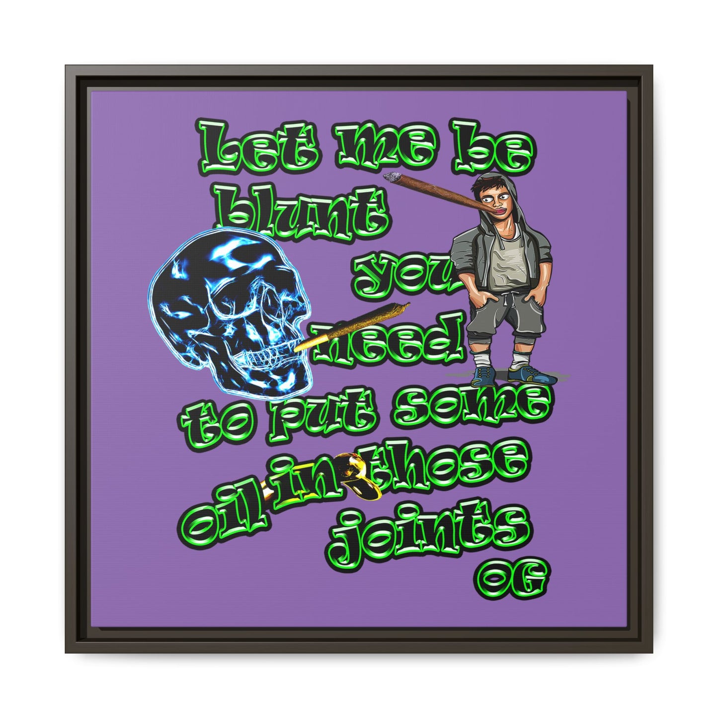 og - framed canvas art (light purple)