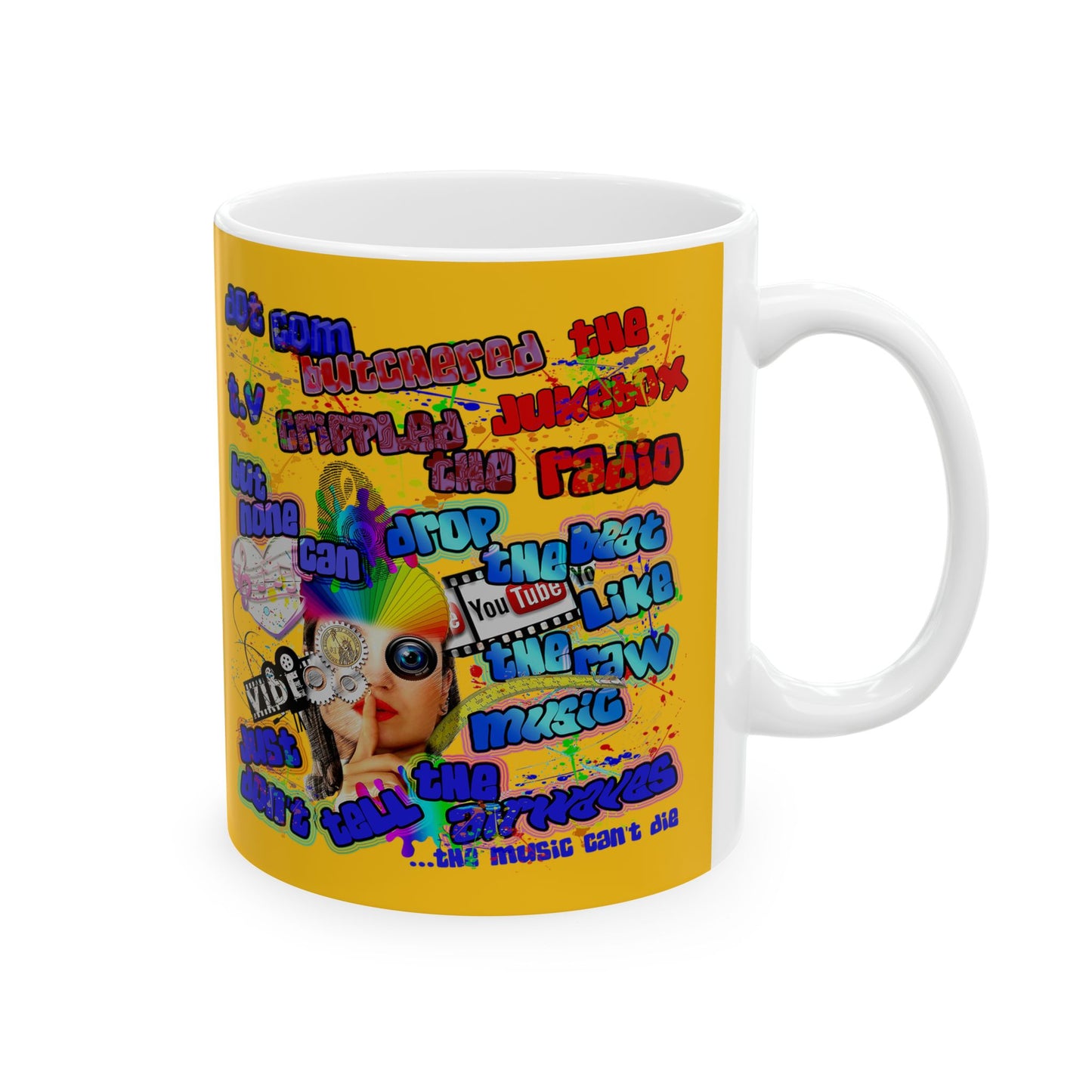 drop the beat - White Mug (yellow)