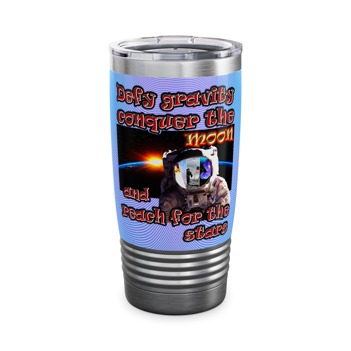 defy conquer reach - Ringneck Tumbler, 20oz (light blue-purple wave)