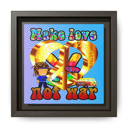 love peace - framed canvas art (light blue-purple wave)