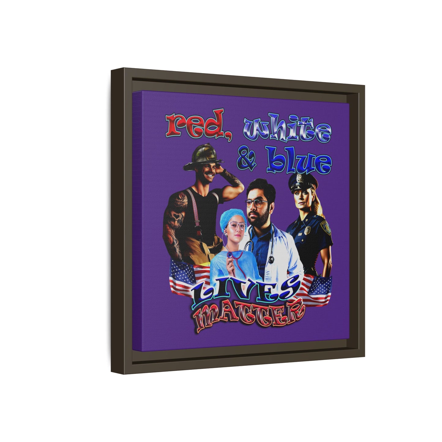 rw&b lives matter - framed canvas art (purple)