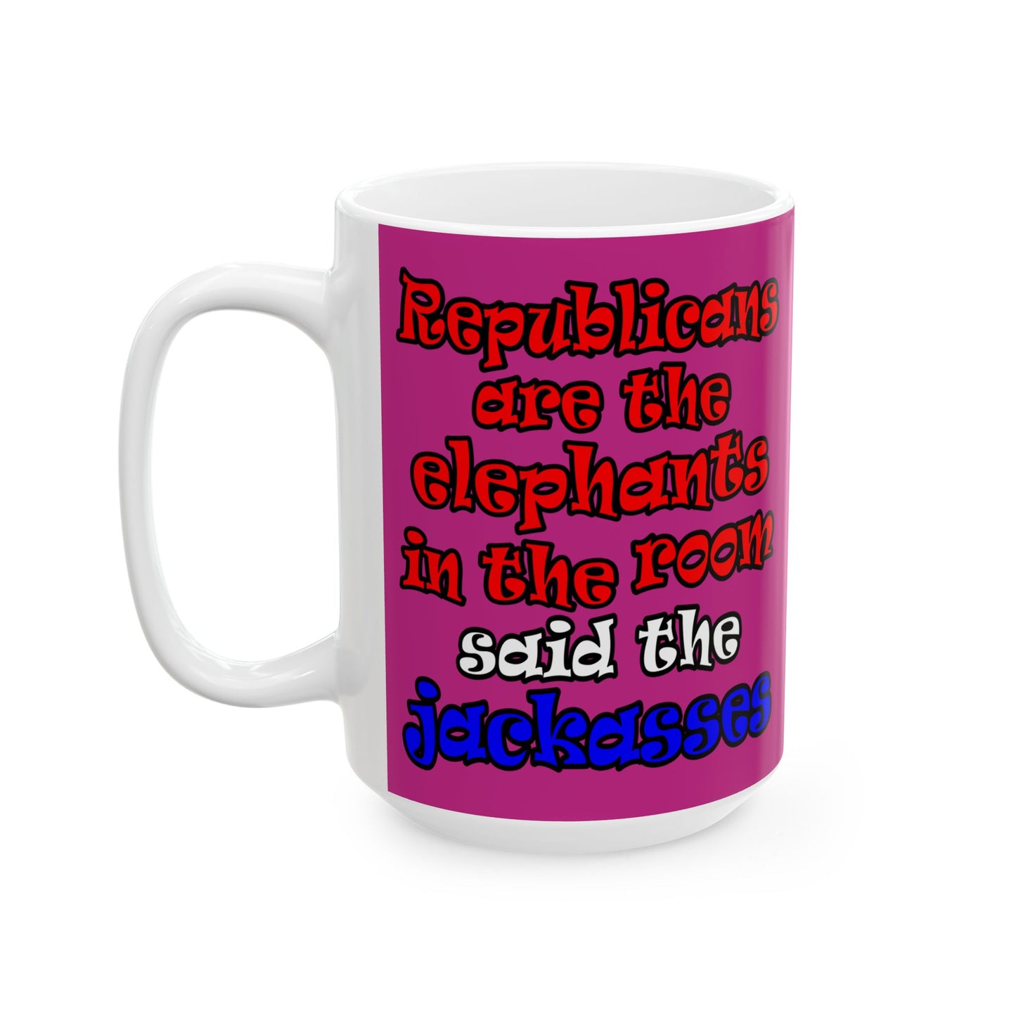 donkeys and elephants - White Mug (pink)