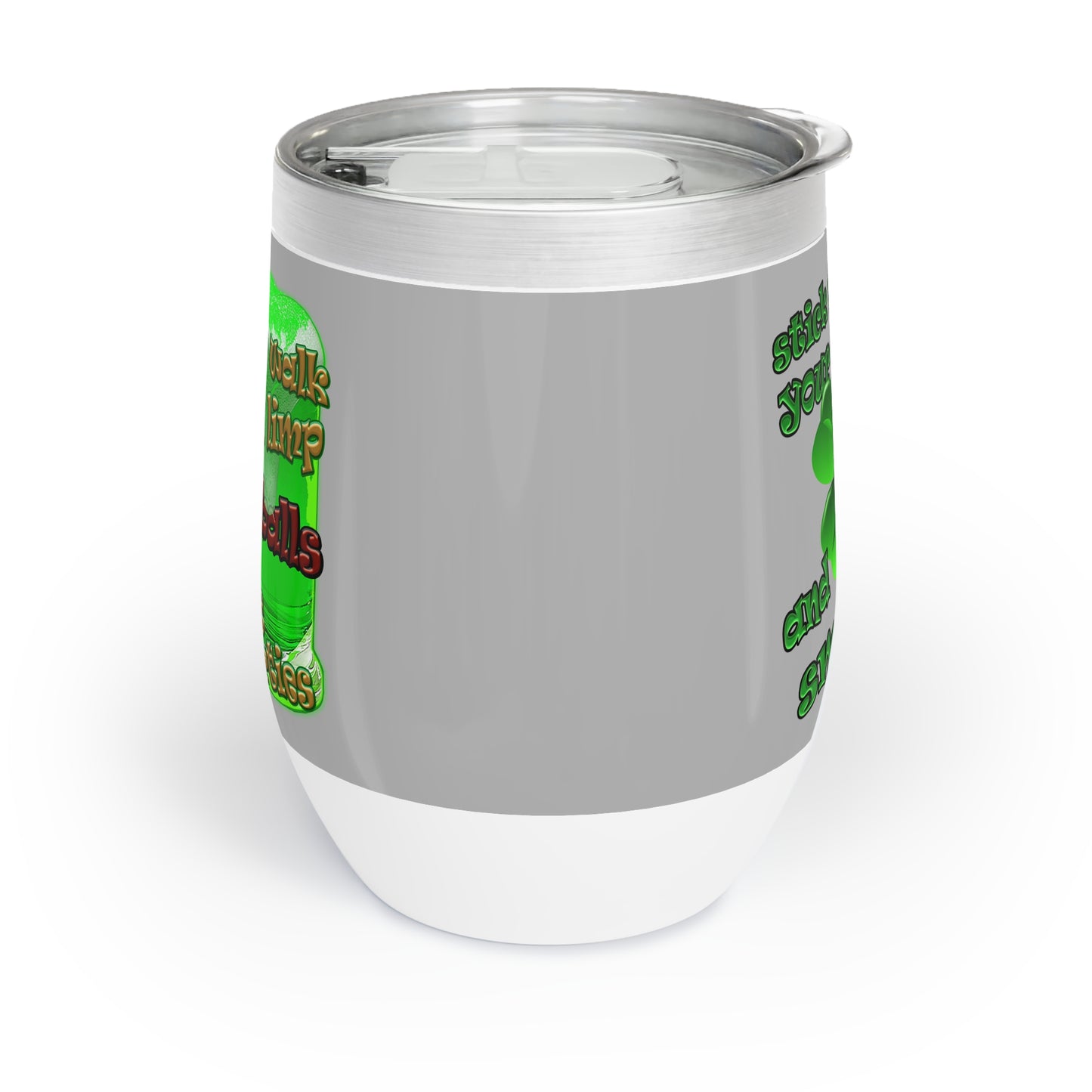 celtics logo - Chill Wine Tumbler (light grey)