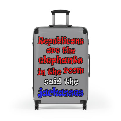 donkeys and elephants - Suitcase (grey)