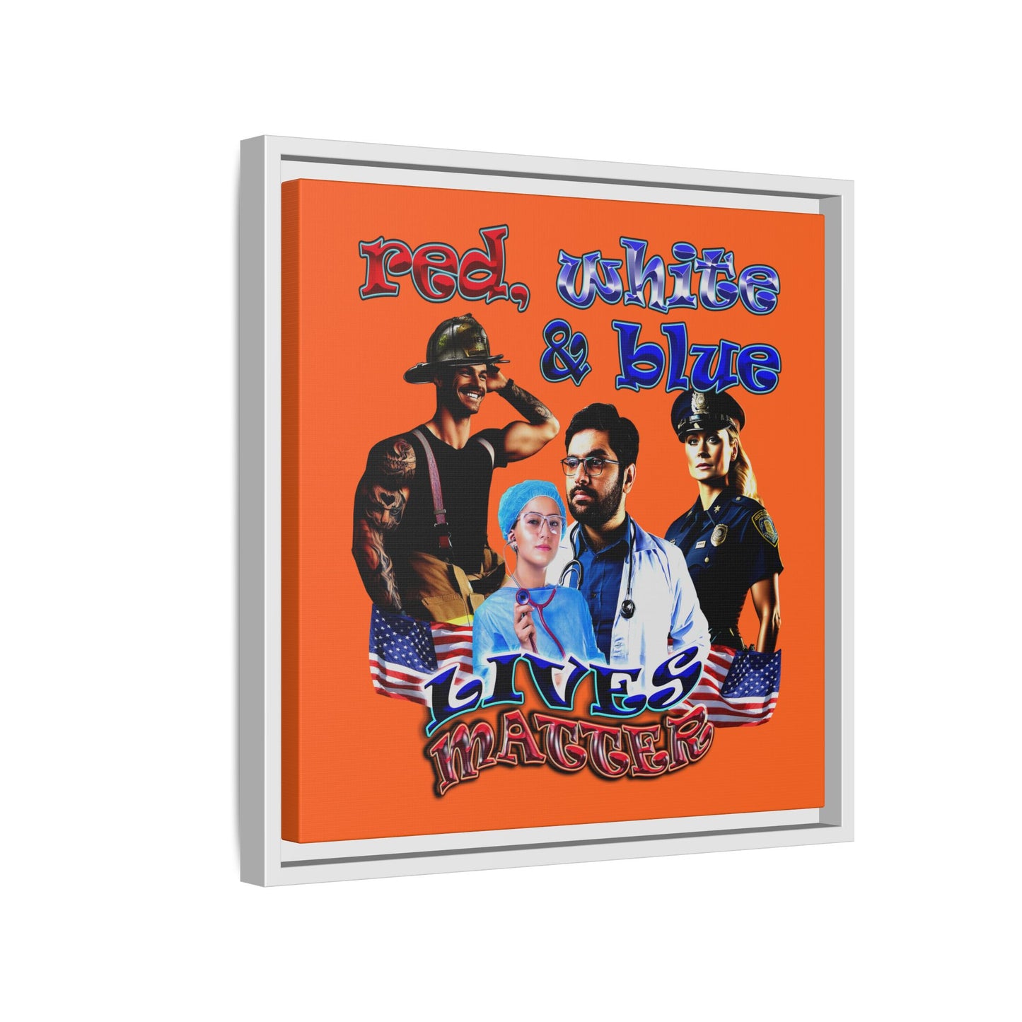 rw&b lives matter - framed canvas art (orange)