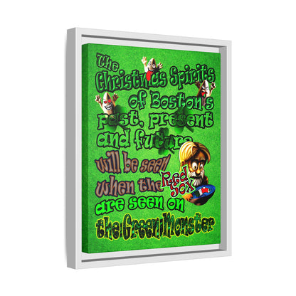 christmas spirits of boston - framed canvas art (green turf)