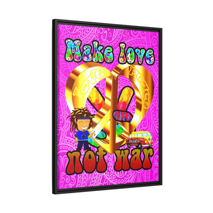 love peace - framed canvas art (pink swirl)