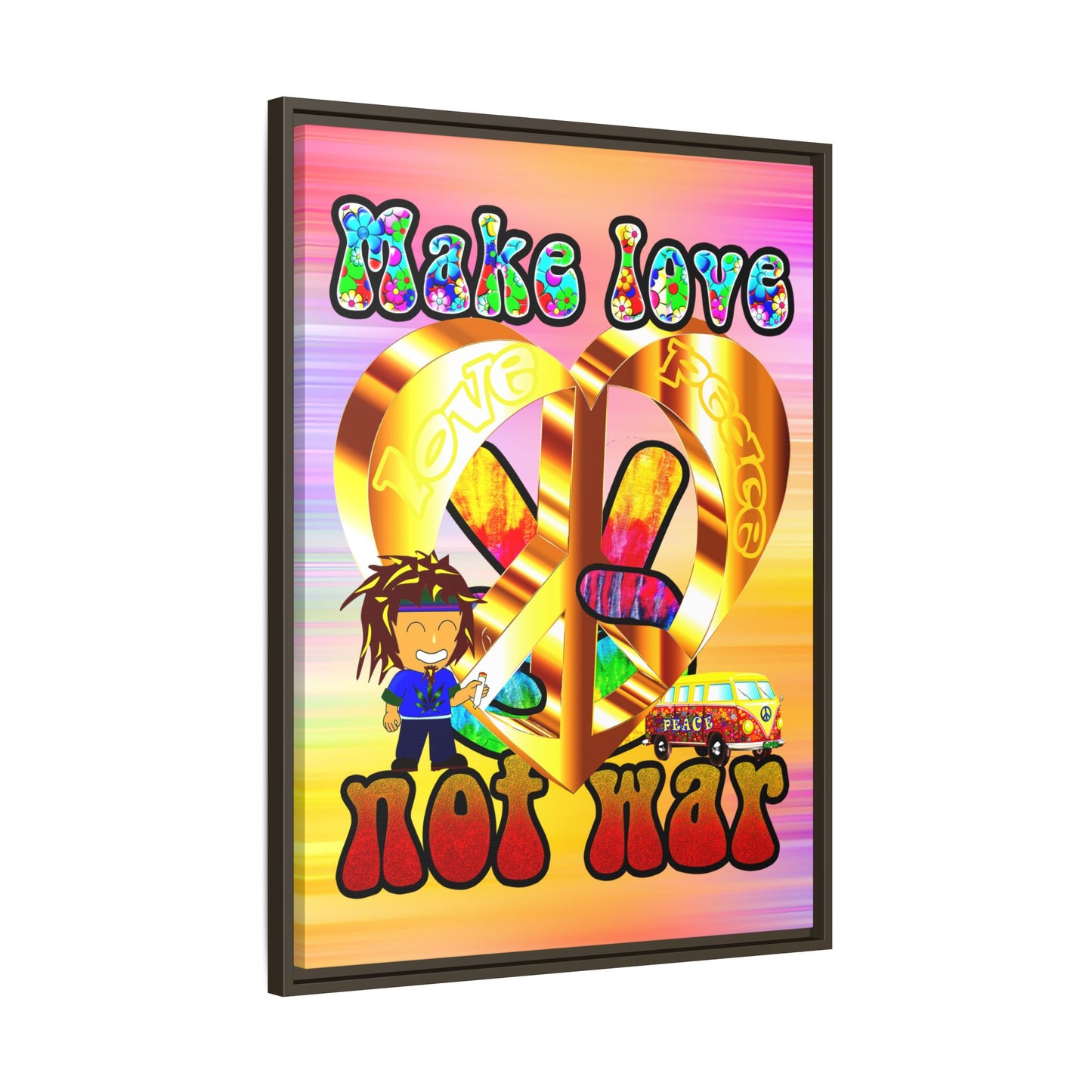 love peace - framed canvas art (color blur)