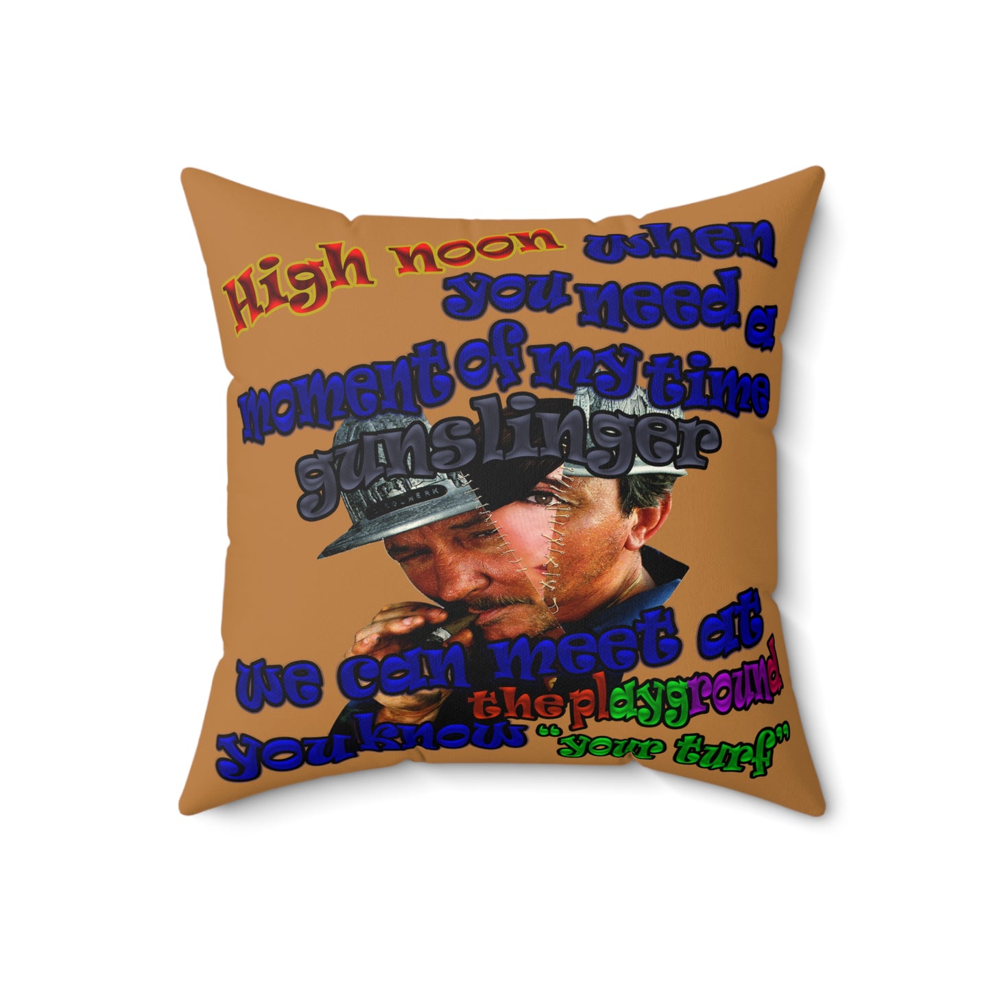 high noon - Faux Suede Square Pillow - (light brown)