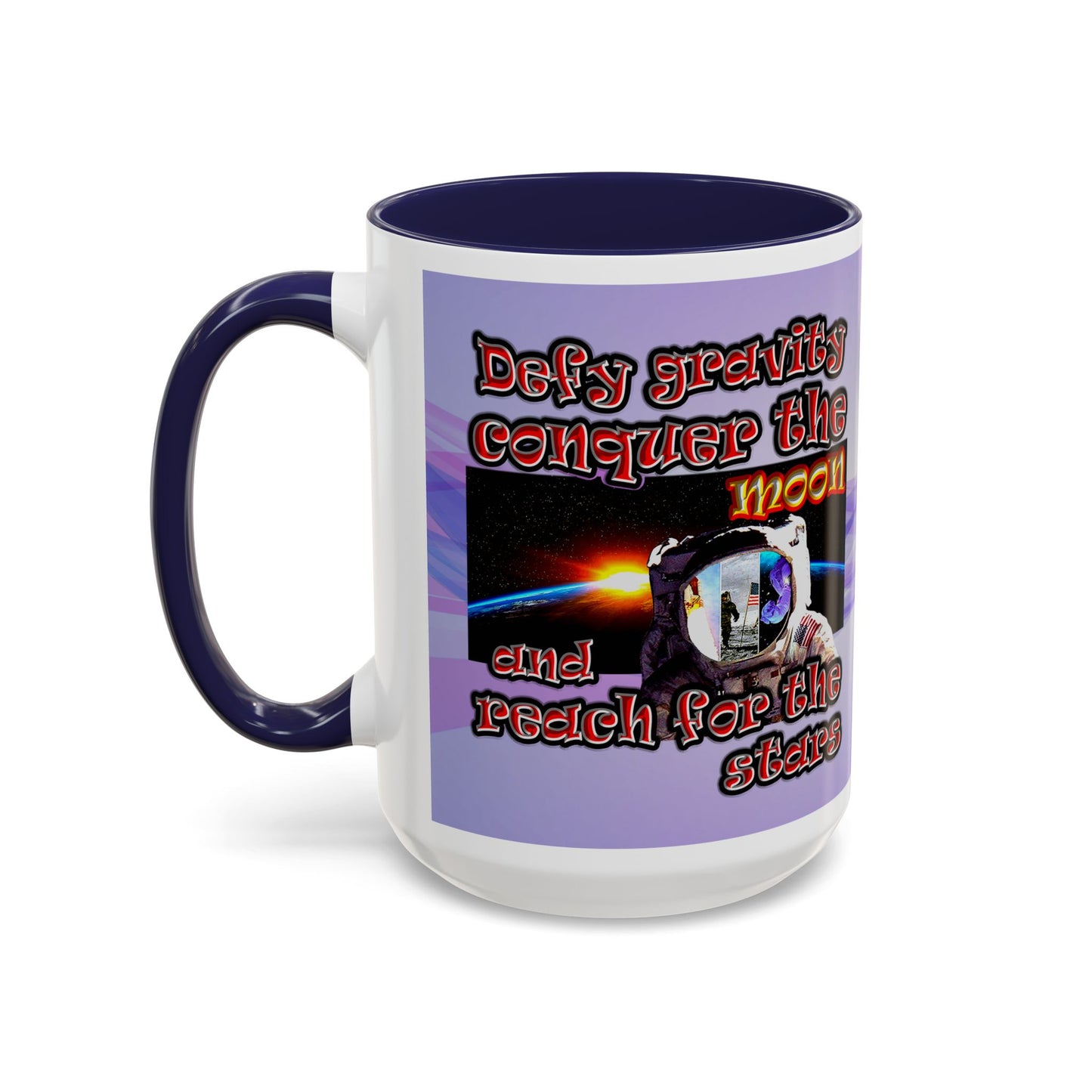 defy conquer reach - Accent Mug (light blue-pink wave)