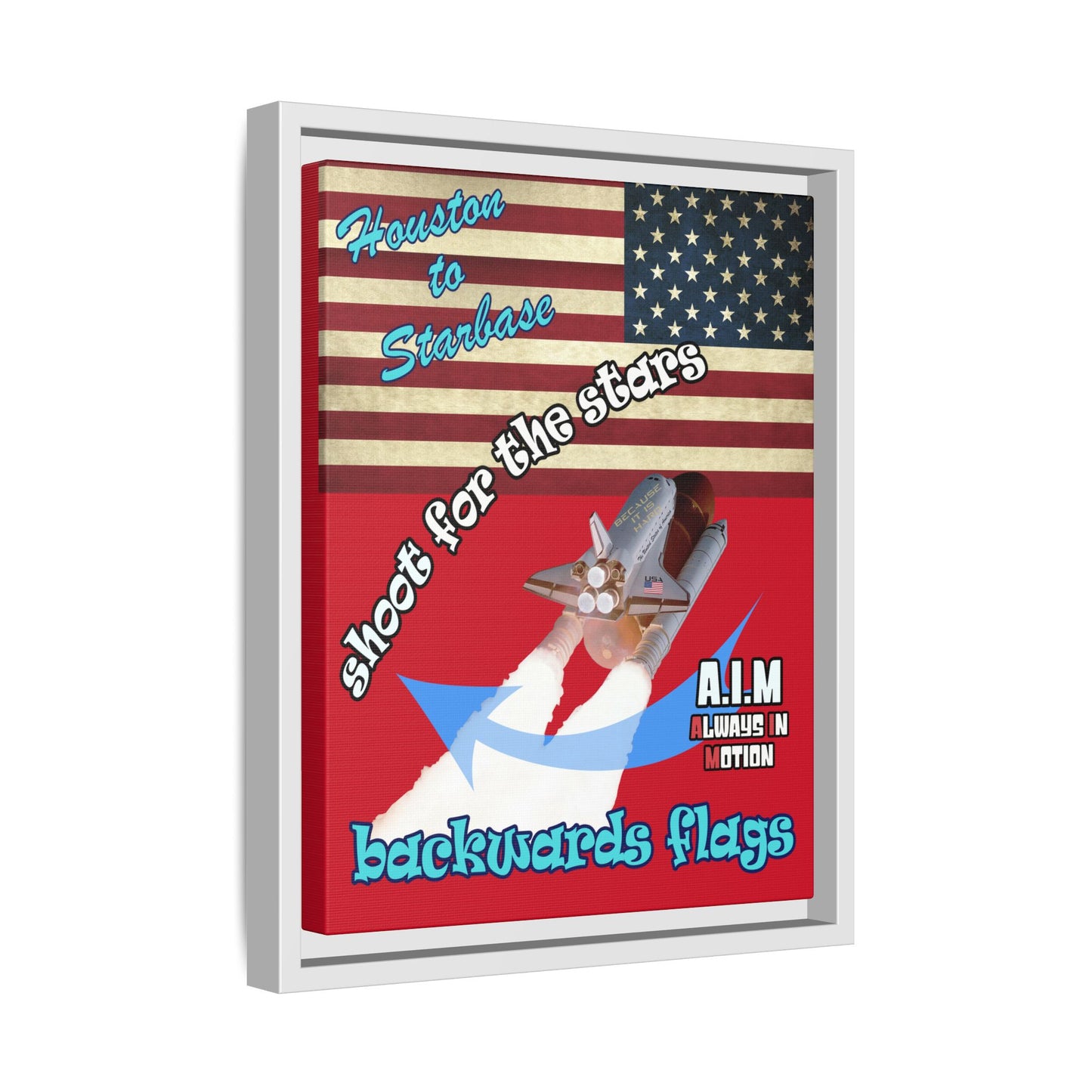 shoot for the stars - framed canvas art (dark red)
