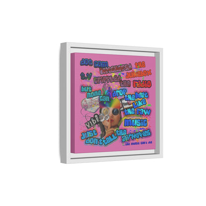 drop the beat - framed canvas art (light pink)