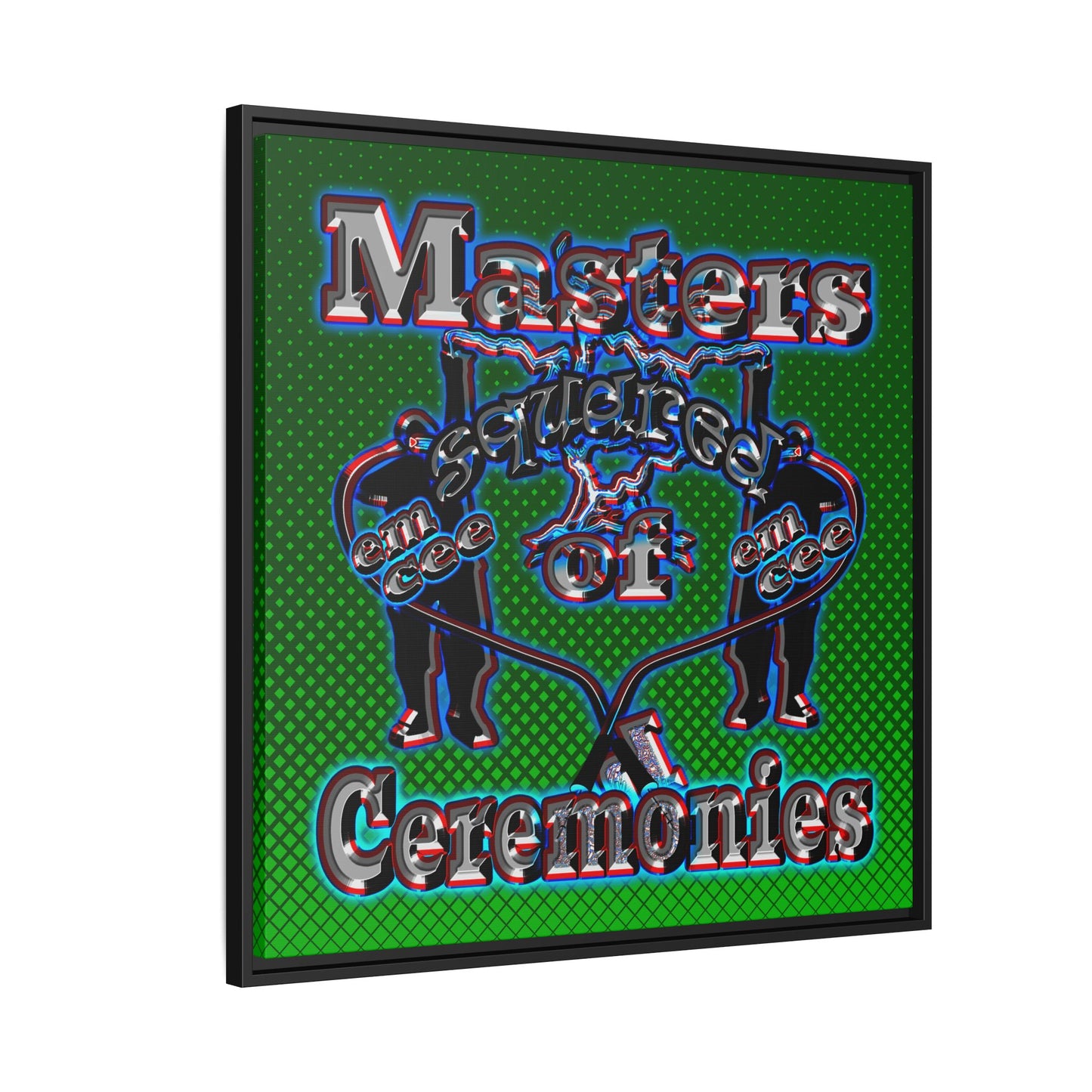 em cee squared - framed canvas art (logo green)