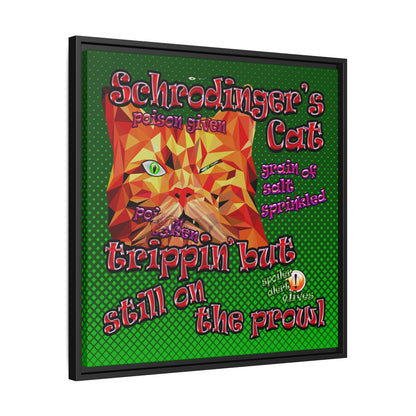 schrodinger's cat - framed canvas art (logo green)