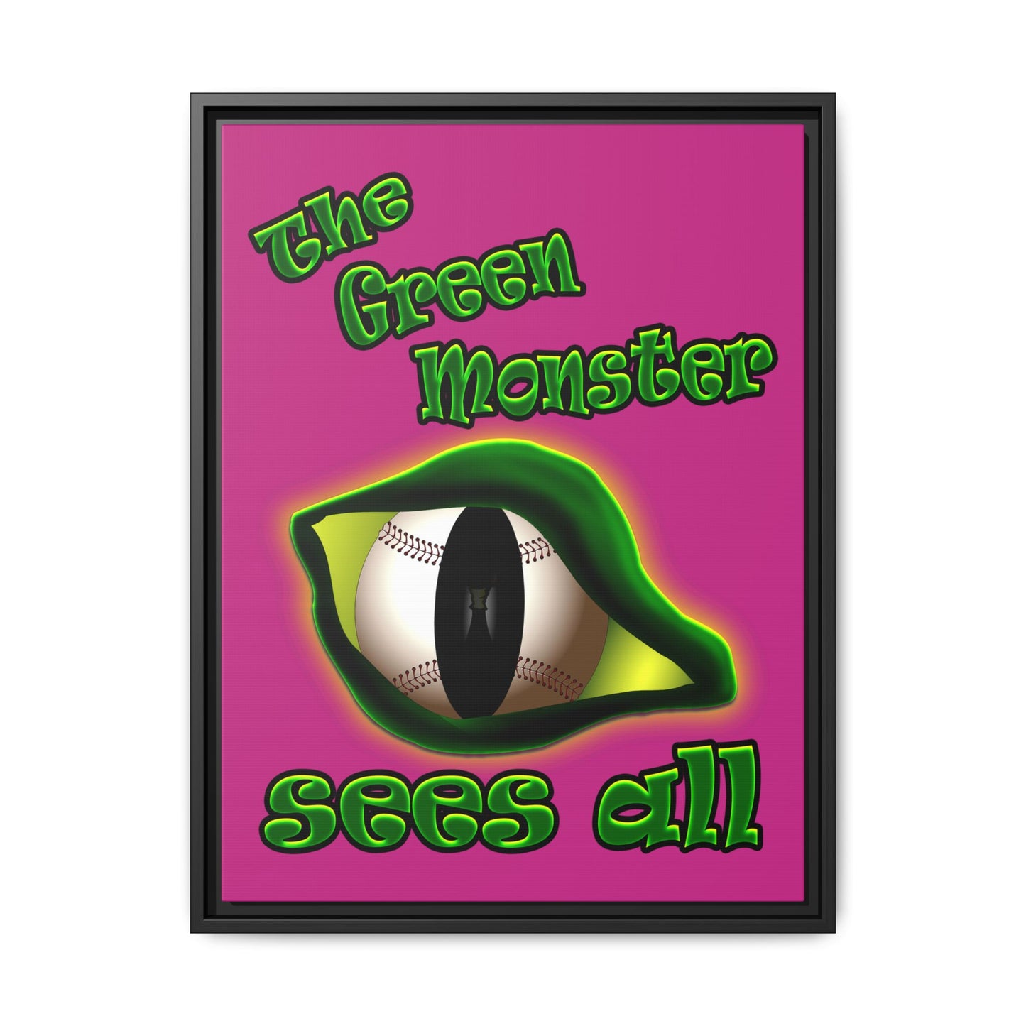 green monster - framed canvas art (pink)