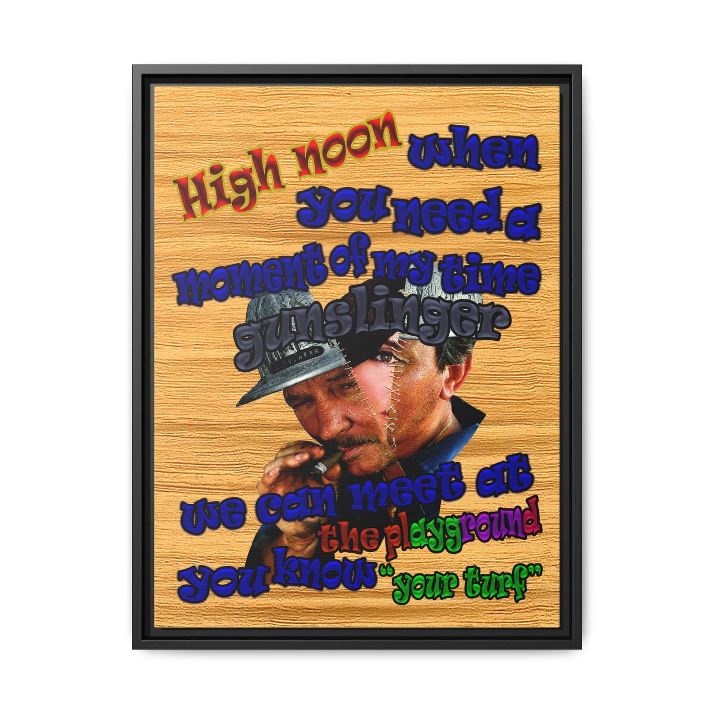 high noon - framed canvas art (butterscotch wood finish)