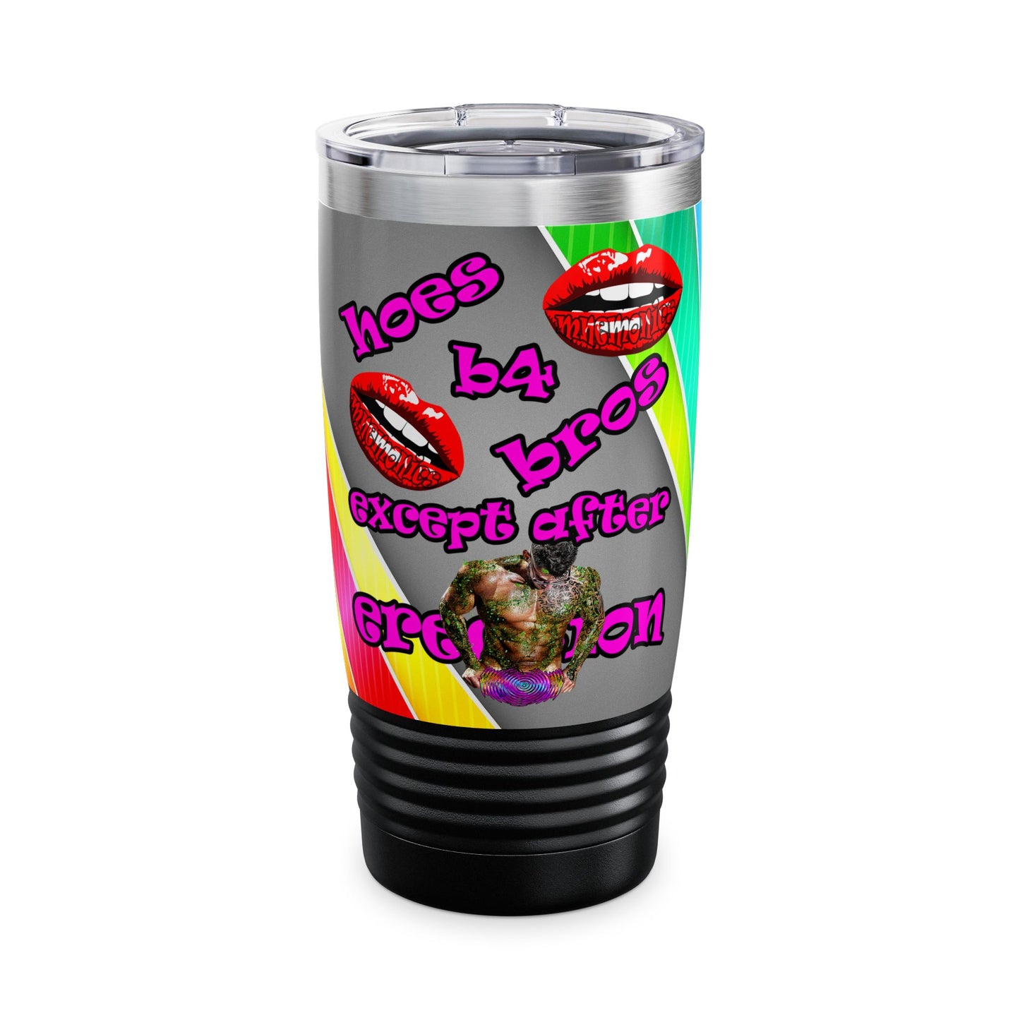 hoes b4 bros - Ringneck Tumbler, 20oz (rainbow split)